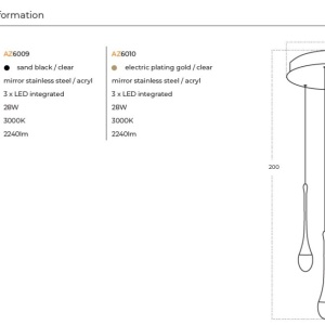 Lustra LED suspendata design decorativ DALMA 3 round BK - Img 4