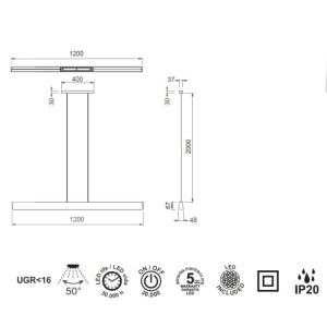 Lustra LED suspendata design liniar HANOK 38W 3000K alba 133511 universul-luminii.ro