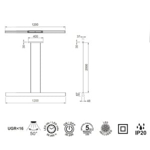 Lustra LED suspendata design liniar HANOK 38W 4000K neagra 133551 universul-luminii.ro
