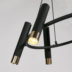 Lustra LED suspendata design minimalist Belle negru/auriu - Img 2