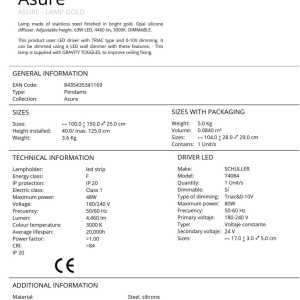 Lustra LED suspendata design modern Asure auriu 233391 universul-luminii.ro