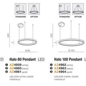 Lustra LED suspendata design modern circular geometric HALO PENDANT 80 GO - Img 3