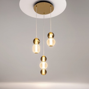 Lustra LED suspendata design modern decorativ Drop 3L auriu - Img 2