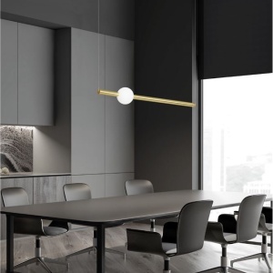 Lustra LED suspendata design modern Neutron auriu - Img 2