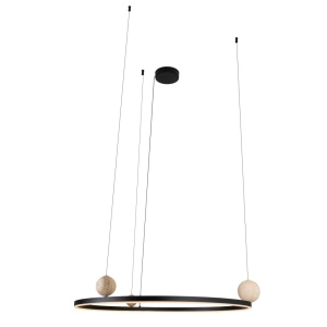 Lustra LED suspendata design modern Solaris negru, natural