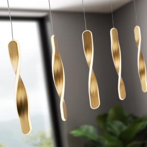 Lustra LED suspendata design modern Twist auriu - Img 3