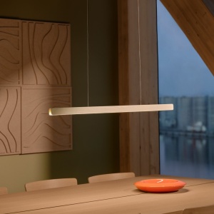 Lustra LED suspendata design scandinav Ilgas lemn alb - Img 2