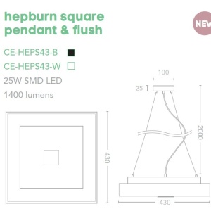 Lustra LED suspendata Hepburn Square 43cm - Img 4