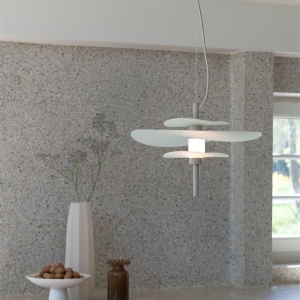 Lustra LED suspendata Kyoto sand/ alb