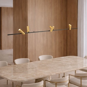 Lustra LED suspendata moderna Senta Bar negru/auriu