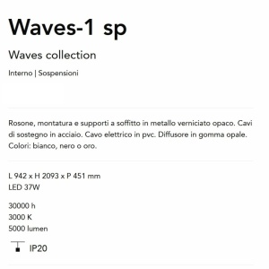 Lustra LED suspendata Waves-1 sp negru 164551 universul-luminii.ro