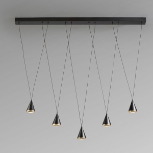 Lustra liniara cu 5 pendule suspendate LED Conic - Img 5