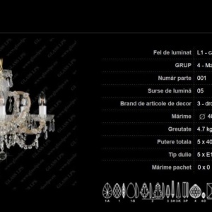 Lustra Maria Theresa cristal Bohemia L14 001/05/3 173701 universul-luminii.ro