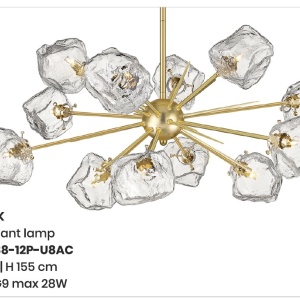 Lustra moderna cu 12 brate design decorativ original ROCK, auriu P0488-12P-U8AC ZL - Img 2