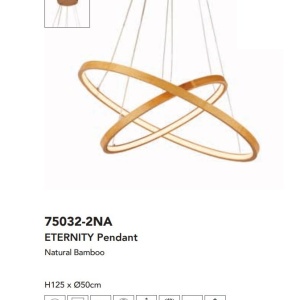 Lustra moderna cu 2 inele LED din bambus X Eternity 139271 universul-luminii.ro