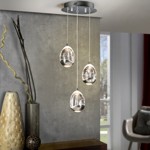 LUSTRA moderna CU 3 PENDULE LED ROCIO, crom SV-783753 48841 universul-luminii.ro