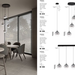 Lustra moderna cu 5 pendule LED, Metal, Sticla, Fumuriu, ORENDA 168541 universul-luminii.ro