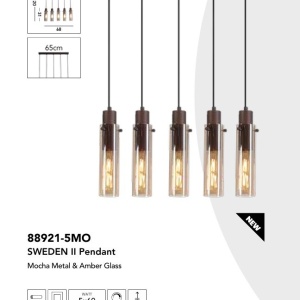 Lustra moderna cu 5 pendule Sweden II moca, chihlimbar 224761 universul-luminii.ro