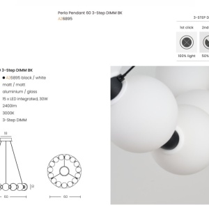 Lustra moderna diametru 60cm PERLA 3-STEP DIMM - Img 3
