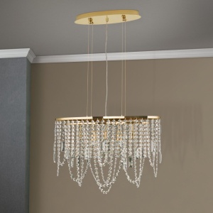 Lustra ovala din alama si cristale Schöler Kristalldesign 60x25cm, 24K gold