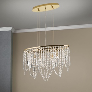 Lustra ovala din alama si cristale Schöler Kristalldesign 60x25cm, 24K gold - Img 6