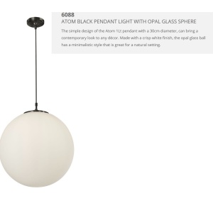 Lustra / Pendul design modern 30cm Atom black / opal 6088 SRT 43481 universul-luminii.ro
