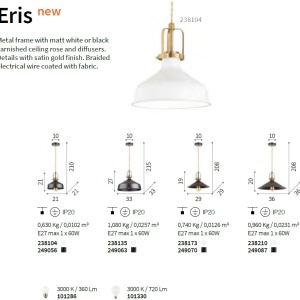 Lustra, Pendul design modern ERIS-4 SP1 BIANCO 238210 IDL - Img 2