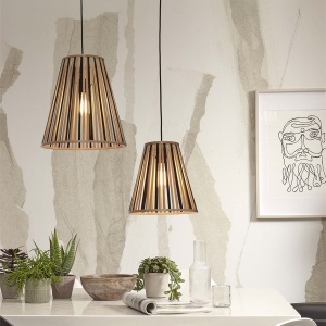 Lustra/Pendul eco din bambus Merapi tapered L, bl/nat 213441 universul-luminii.ro