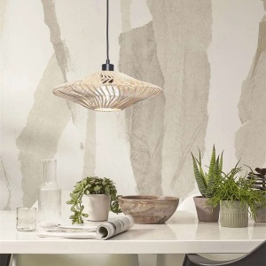 Lustra/Pendul eco din ratan Zanzibar flat 40cm S, white 213881 universul-luminii.ro