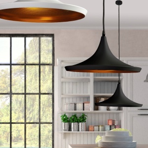 Lustra / Pendul metal design retro CHINK alb/auriu - Img 2