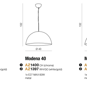 Lustra / Pendul modern design nordic 40cm MODENA alb/auriu - Img 4