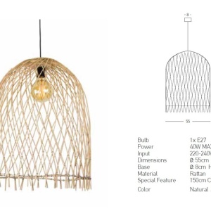 Lustra/Pendul ratan natural boho style Maryl 154021 universul-luminii.ro