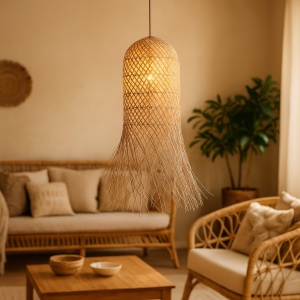 Lustra/Pendul ratan natural boho style Selby - Img 5