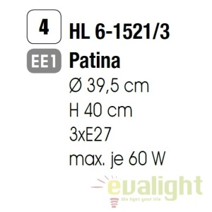 Lustra / Pendul stil clasic diam. 39cm Aida HL 6-1521/3 Patina OR 54721 universul-luminii.ro