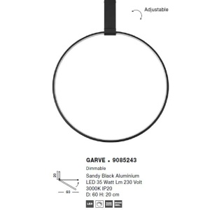 Lustra/Plafoniera LED ajustabila design modern GARVE Black 60cm 121791 universul-luminii.ro