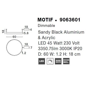 Lustra/Plafoniera LED dimabila design circular MOTIF Black 60cm 214021 universul-luminii.ro