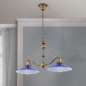 Lustra realizata manual design rustic ARTDESIGN, patina/ albastru-cobalt - Img 6