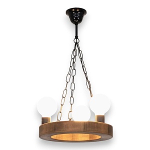 Lustra rustica fabricata manual din lemn IOS 3L 151261 universul-luminii.ro