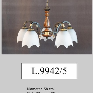 Lustra rustica suspendata cu 5 brate design italian 9942 - Img 2