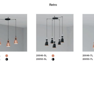 Lustra suspendata cu 7 pendule RETRO negru/cupru 102761 universul-luminii.ro