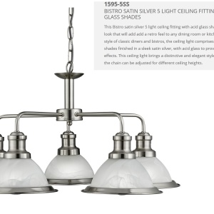 Lustra suspendata design clasic Bistro 5L argintiu satin 1595-5SS SRT 577381 universul-luminii.ro