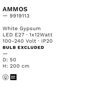 Lustra suspendata design decorativ Ghips, AMMOS alb 245541 universul-luminii.ro