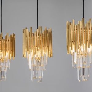 Lustra suspendata design elegant MAGNOLIA 3L aurie - Img 5