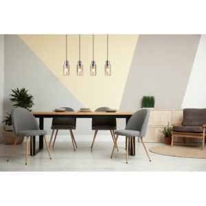 Lustra suspendata design modern LIDARIA 4L negru/fumuriu - Img 2