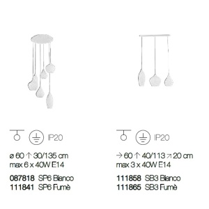 Lustra suspendata design modern SOFT SP6 FUME 111841 57181 universul-luminii.ro