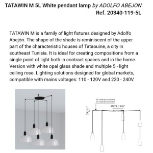 Lustra suspendata design modern TATAWIN M 5L, alb 161151 universul-luminii.ro