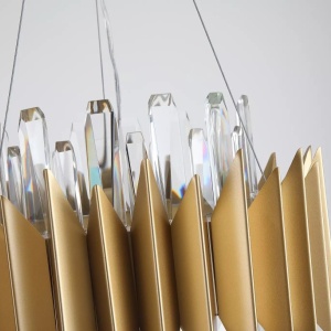 Lustra suspendata diametru 40cm, Belle 8Lt, metal auriu si cristale - Img 4