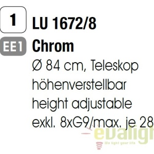 Lustra suspendata inaltime reglabila Carla LU 1672/8 chrom OR 56131 universul-luminii.ro
