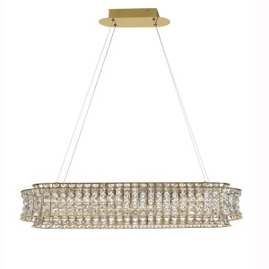 Lustra suspendata LED auriu, cristale sticla CELYSIA 100x30cm