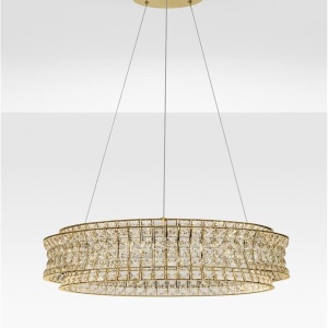 Lustra suspendata LED auriu, cristale sticla CELYSIA 80cm 628411 universul-luminii.ro